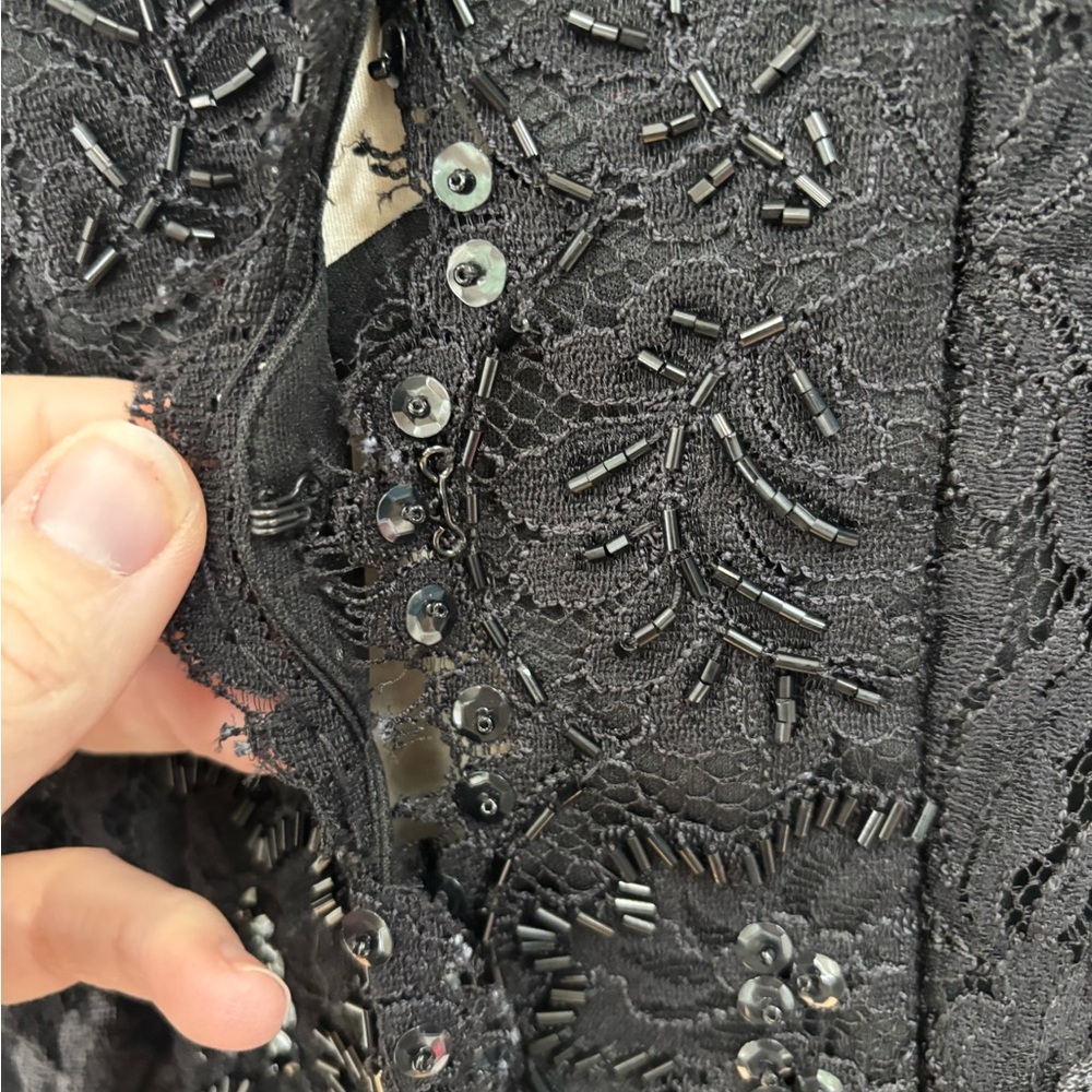 Vintage Tadashi black lace beaded formal attire jacket 10 - Picture 5 of 9